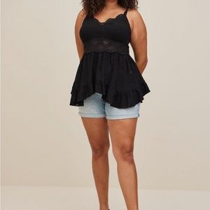 Torrid Babydoll Eyelet With Lace Detail Top- Size -0